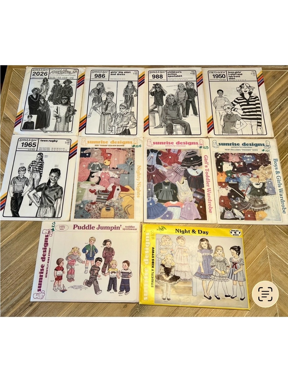 Vintage Women’s Girls Boys Toddler Baby Sewing Patterns Sunrise Designs lot